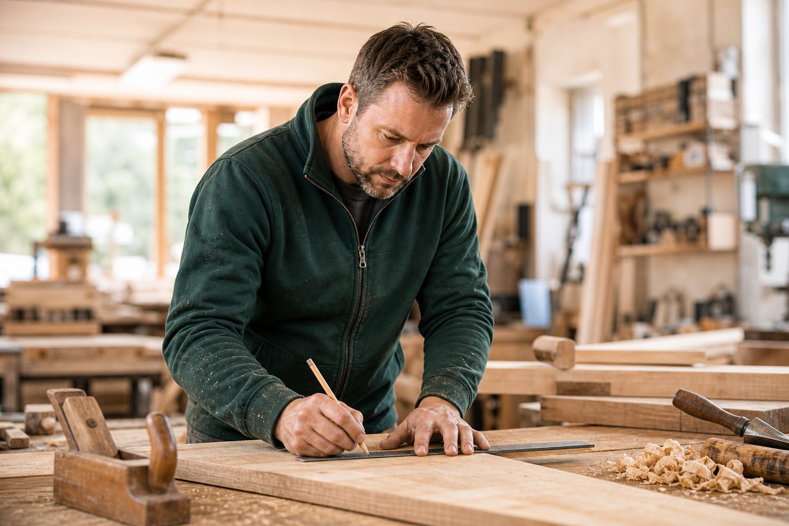 Tischler plant präzise Arbeiten für Sanierung und Innenausbau